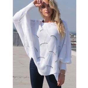 Davi and Dani White Crocheted Sweater